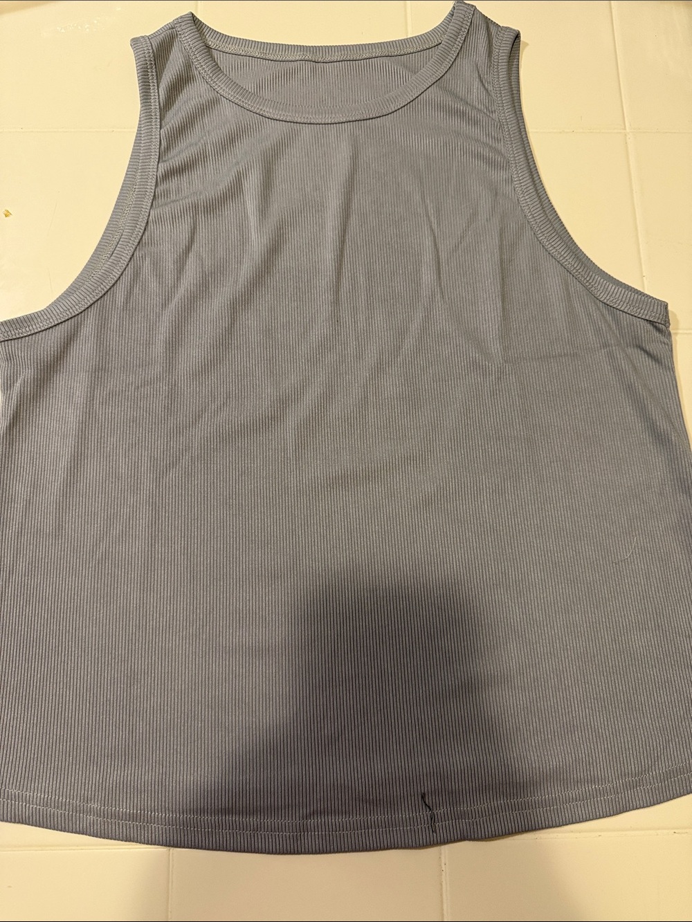 Ribbed Sleeveless Tank Top - Light Blue